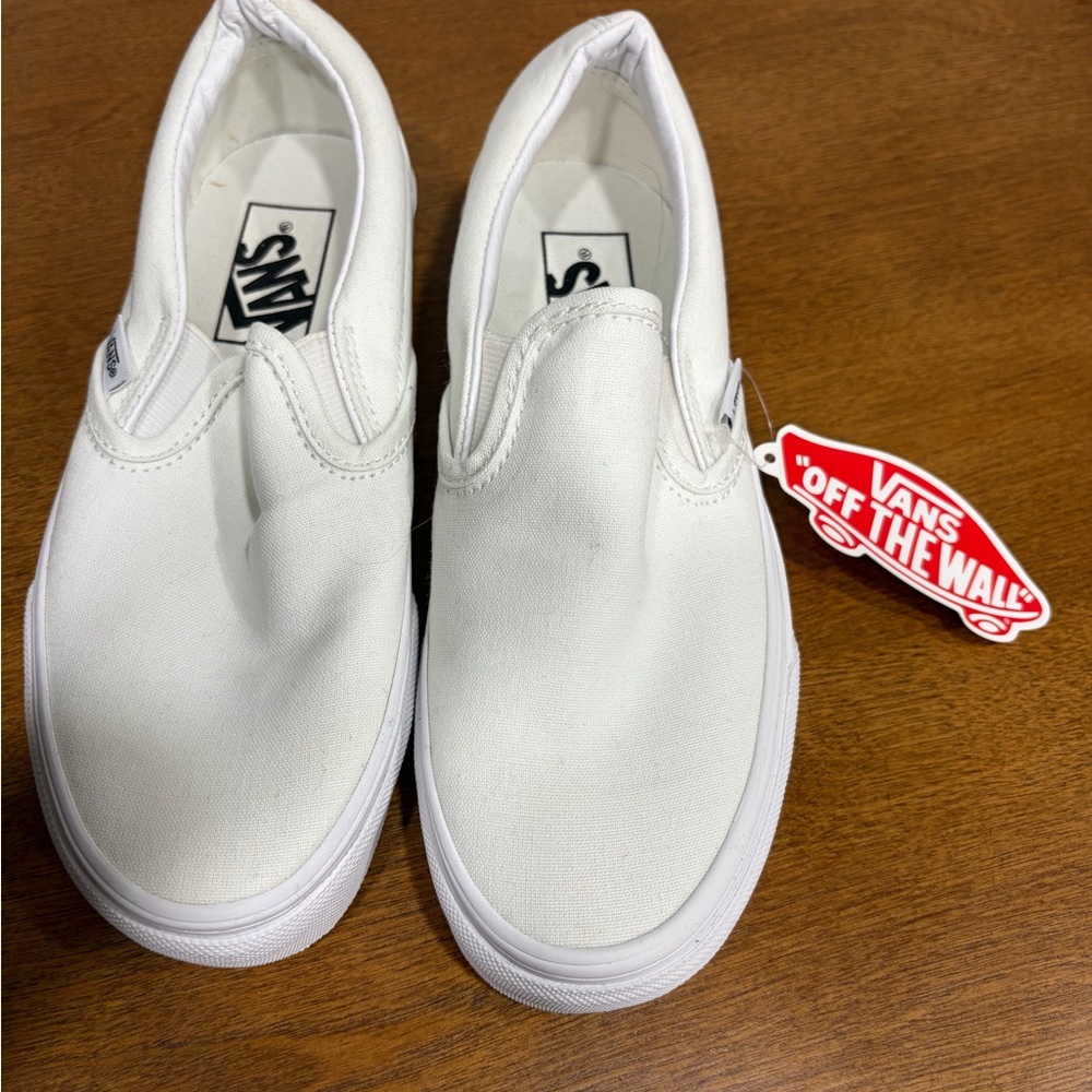 Vans Classic White Canvas Slip-Ons